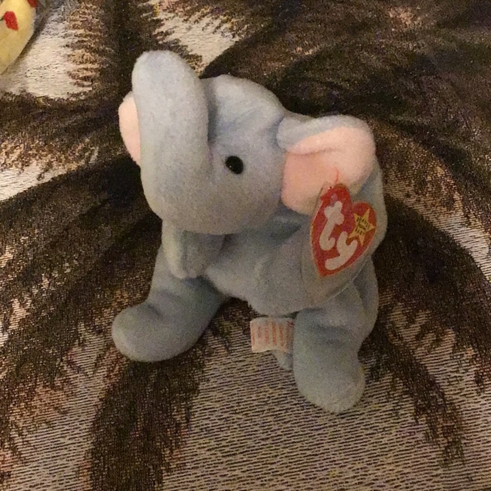 TY Beanie babies elephant Peanut blue pink NWT great for stacking stuffe…